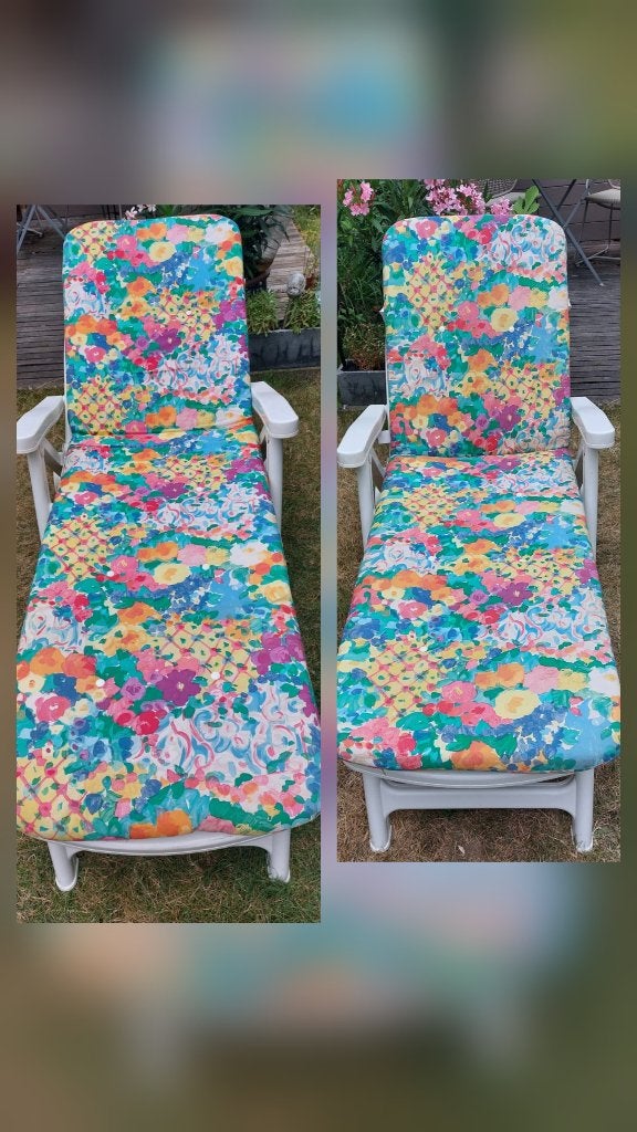 2 witte ligbedden, Tuin en Terras, Ophalen, Gebruikt, Plastic
