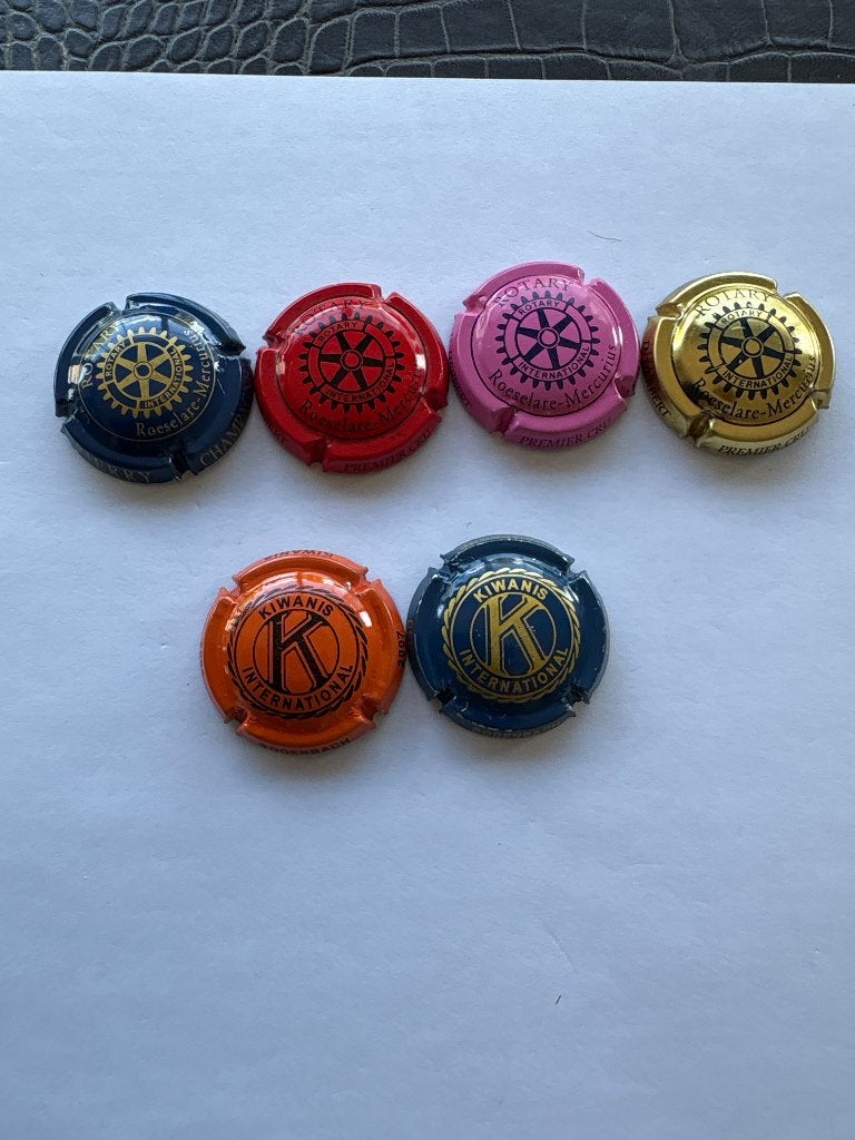 Champagne capsules Rotary & Kiwanis 6 stuks, Ophalen of Verzenden