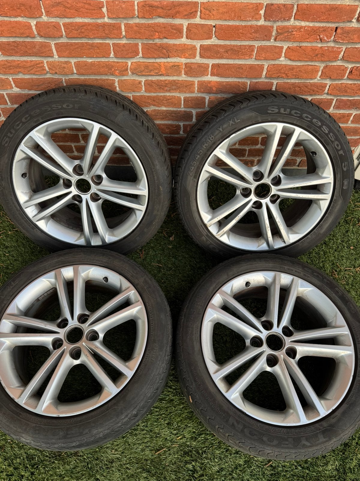 4 autobanden met aluminium velgen maat 245/45/R18, Ophalen of Verzenden