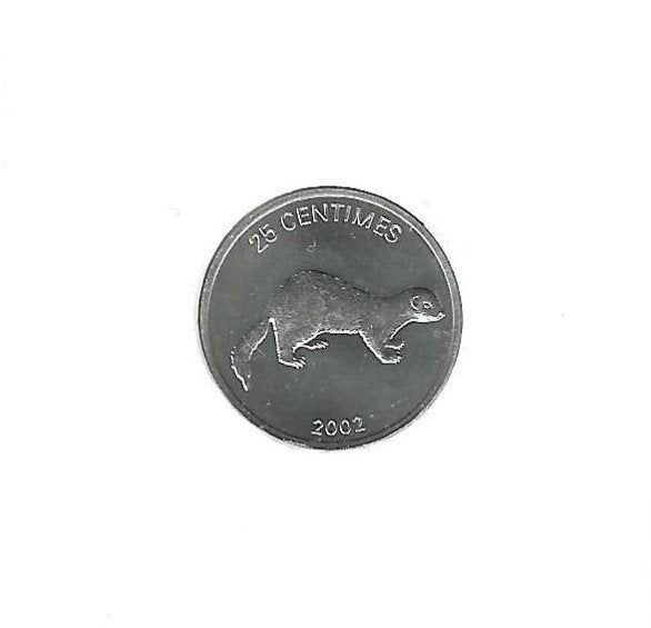 Congo, Dem. Republ., 25 Centimes 2002, Mongoose., Ophalen of Verzenden, Overige landen, Losse munt