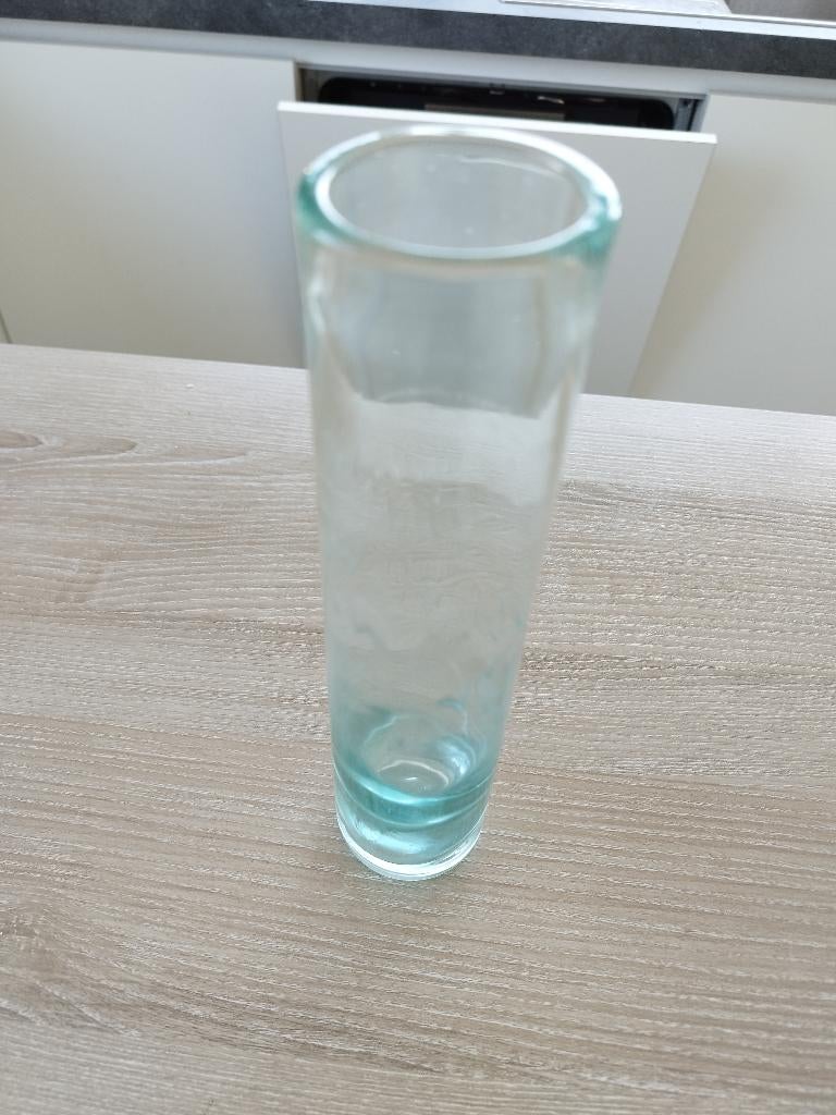 Glazen vaas / hoog glas – licht groen, Ophalen, Minder dan 50 cm, Groen, Glas