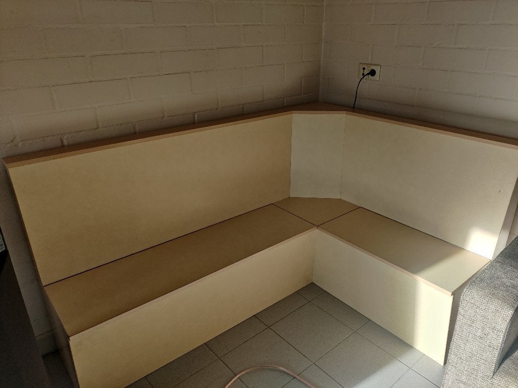 Zwarte kwaliteit Hoekbank met opbergruimte, Huis en Inrichting, Ophalen, Gebruikt, Minder dan 75 cm, 150 tot 200 cm