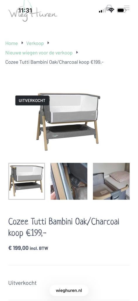 Cozee tutti bambini co-sleeper (grijs), Kinderen en Baby's, Ophalen, Zo goed als nieuw