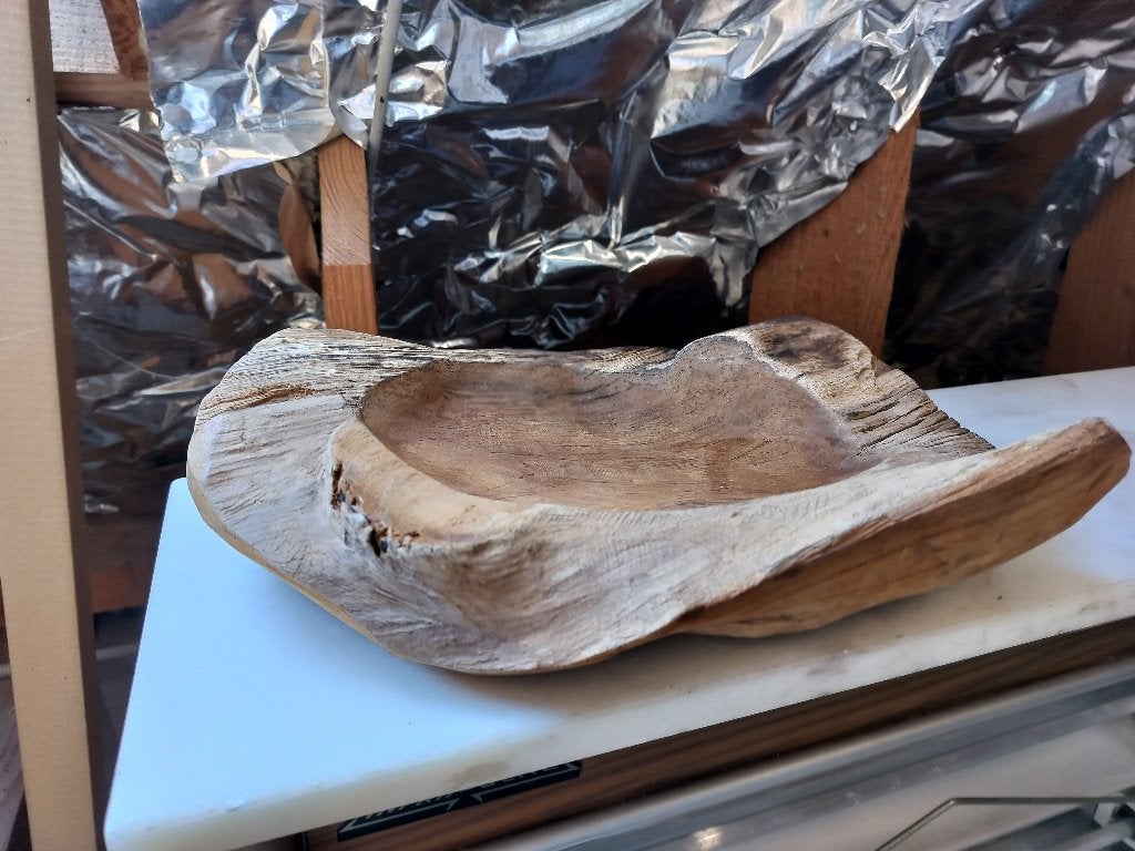 Robuuste Teakhouten Schaal, Maison & Meubles, Enlèvement ou Envoi, Fait main, Comme neuf, Bois