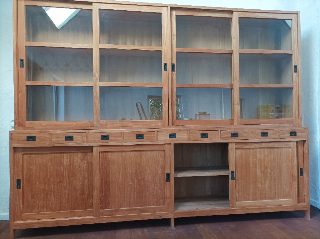 Tijdloze teakhouten vitrinekast, Ophalen, Gebruikt, 200 cm of meer, Teakhout