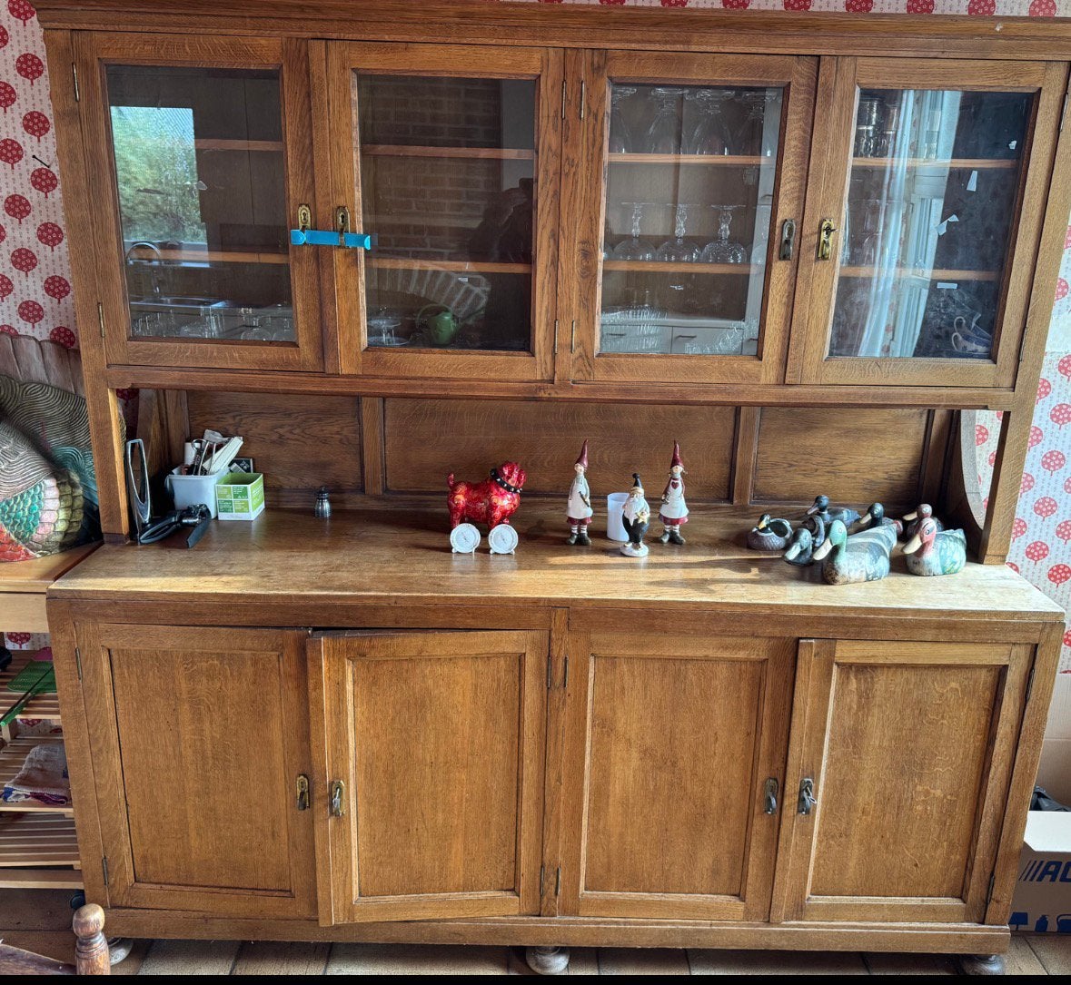 Vintage eiken buffetkast / keukenkast – authentiek & ruim, Ophalen, Zo goed als nieuw, Eikenhout