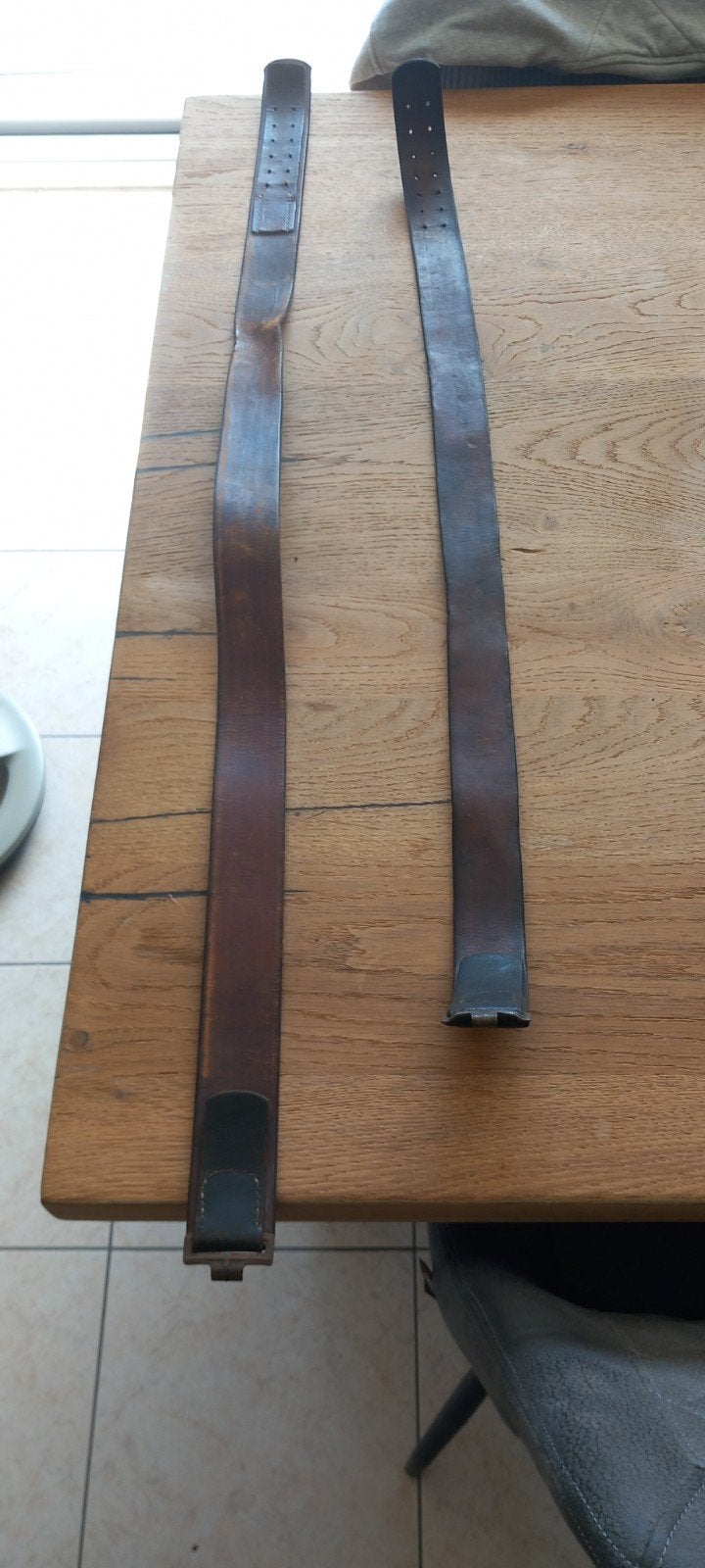2 Duitse lederen Riemen WO2, origineel, Verzamelen, Ophalen of Verzenden