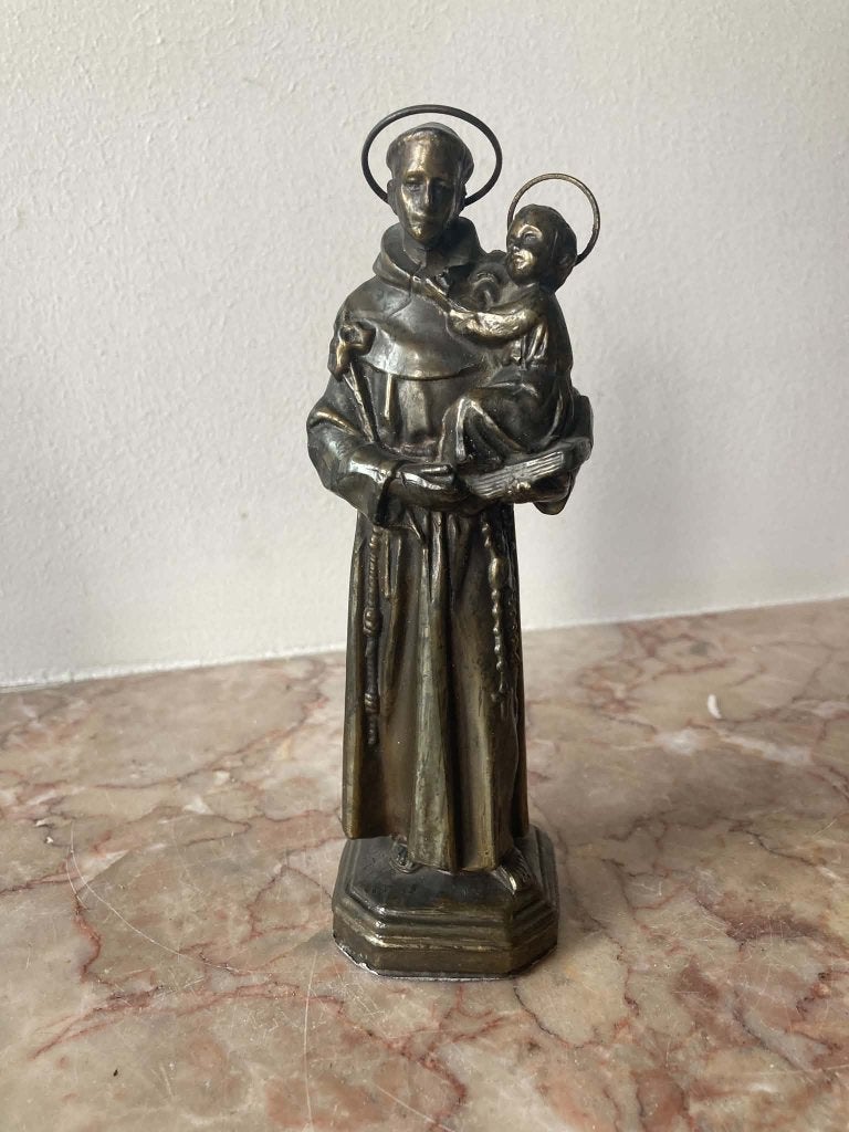 Beeld heilige Antonius van Padua in brons (17 cm), Antiek en Kunst, Ophalen of Verzenden