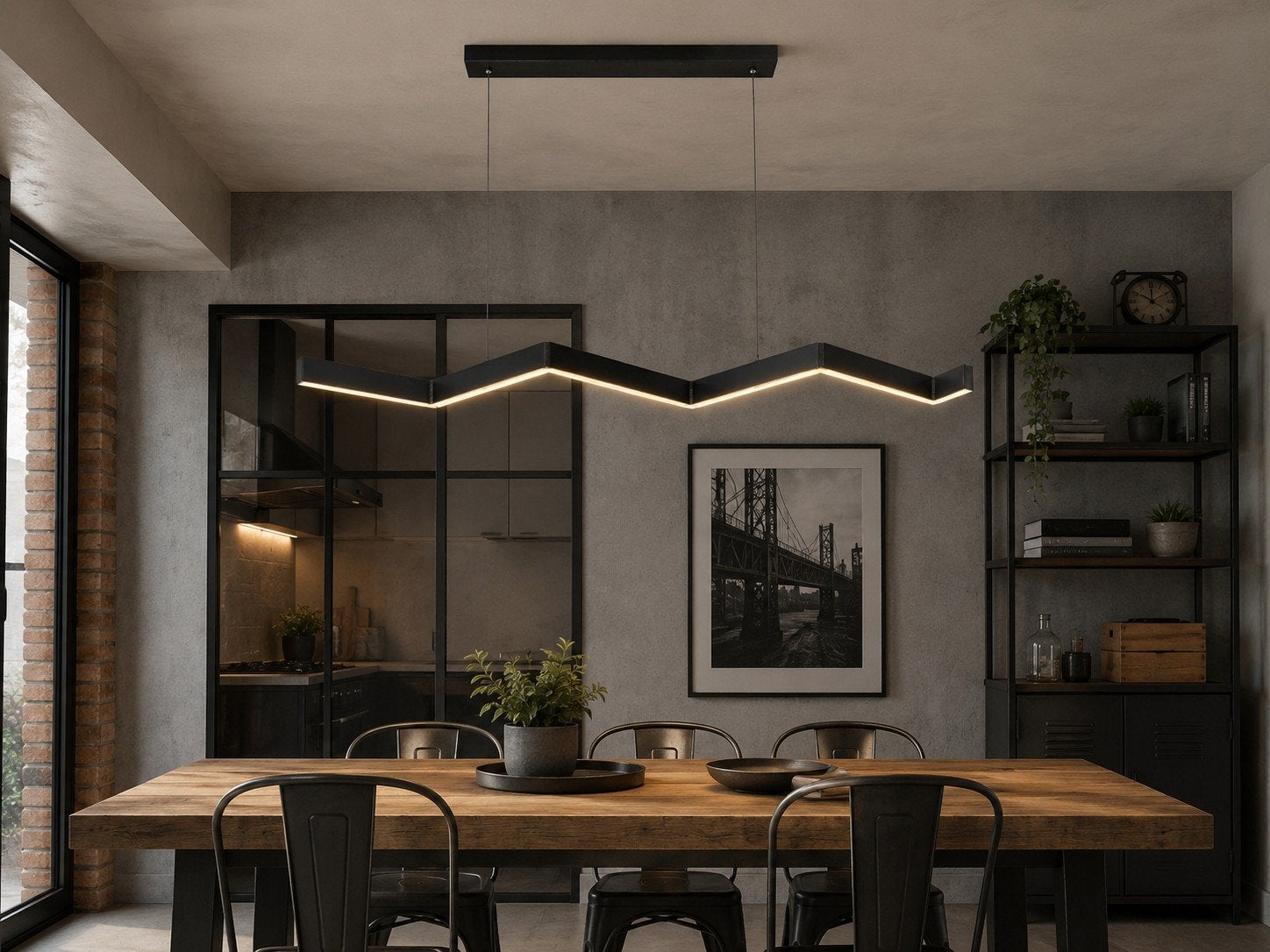 lustre leds style contemporain industriel, Enlèvement, Comme neuf, Métal, Industriel contemporain