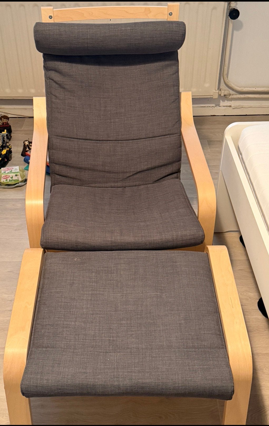IKEA POÄNG fauteuil met bijpassende voetenbank., Huis en Inrichting, Ophalen, Gebruikt