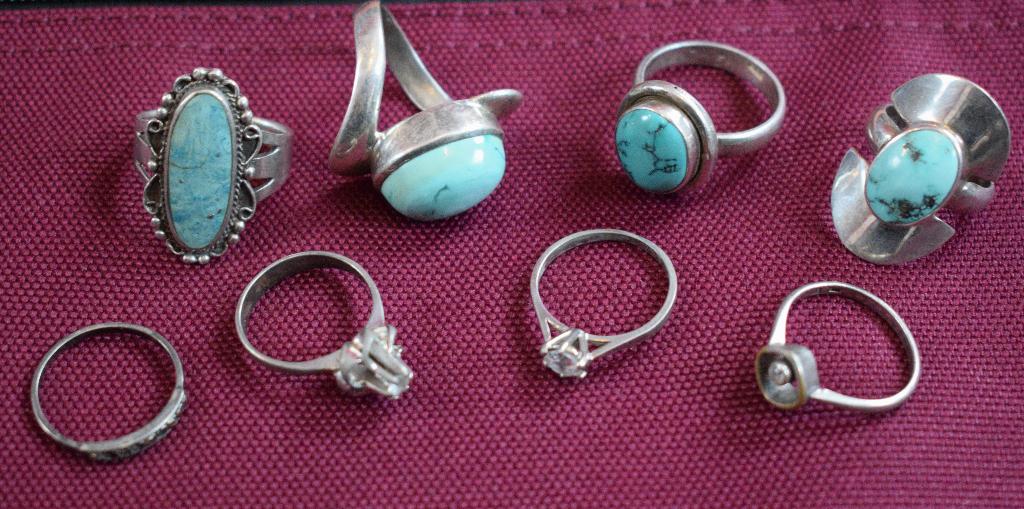 Opruiming Lot 8 antiek ringen zilver 925 vintage, Antiek en Kunst, Ophalen of Verzenden