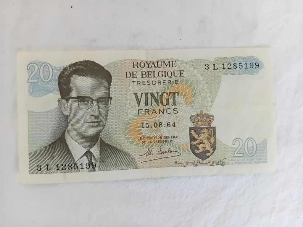 Nieuw Belgisch biljet van 20 frank uit 1964, Postzegels en Munten, Ophalen of Verzenden, Los biljet