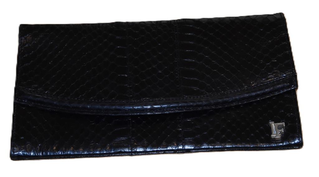 Louis Féraud Vintage Python Clutch Zwart, Overige merken, Gebruikt, Zwart, Ophalen of Verzenden