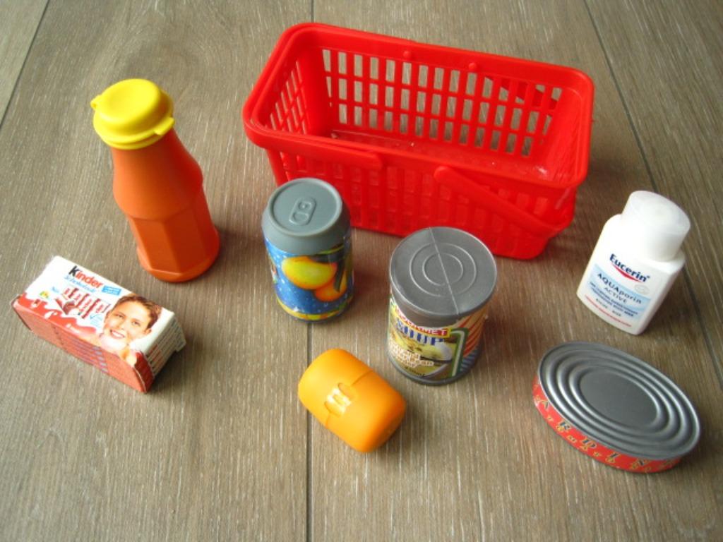 Mini panier à provisions rempli pour jouets - SET 2, Enlèvement ou Envoi, Utilisé, Plastique, Accessoires de cuisine de jeu