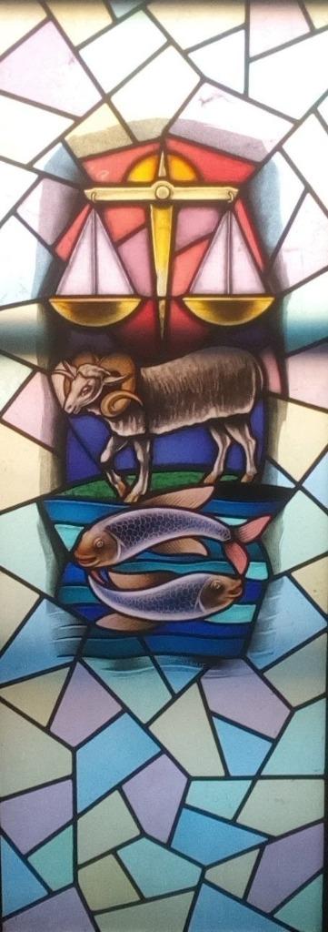 Leo Vingerhoets (1917-1983) -groot glas in loodraam 207x73cm, Ophalen, Gebruikt, Glas in lood