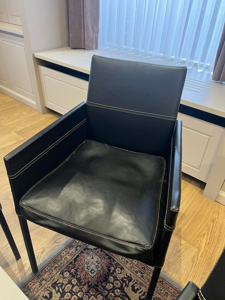 KFF design lederen stoelen, Huis en Inrichting, Ophalen, Gebruikt, Zwart, Leer