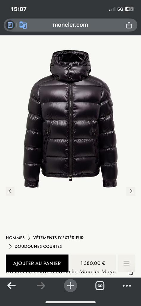 Authentieke jas van Moncler Maya, Ophalen, Zo goed als nieuw