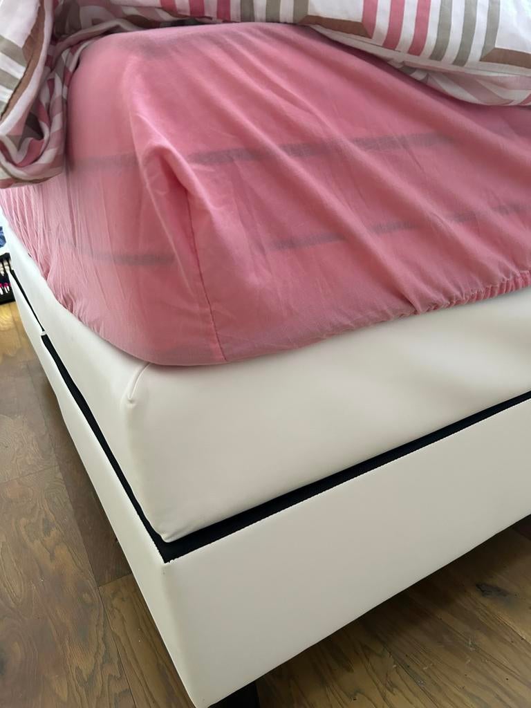 Box spring bed wit, Ophalen, Tweepersoons, Zo goed als nieuw, 200 cm