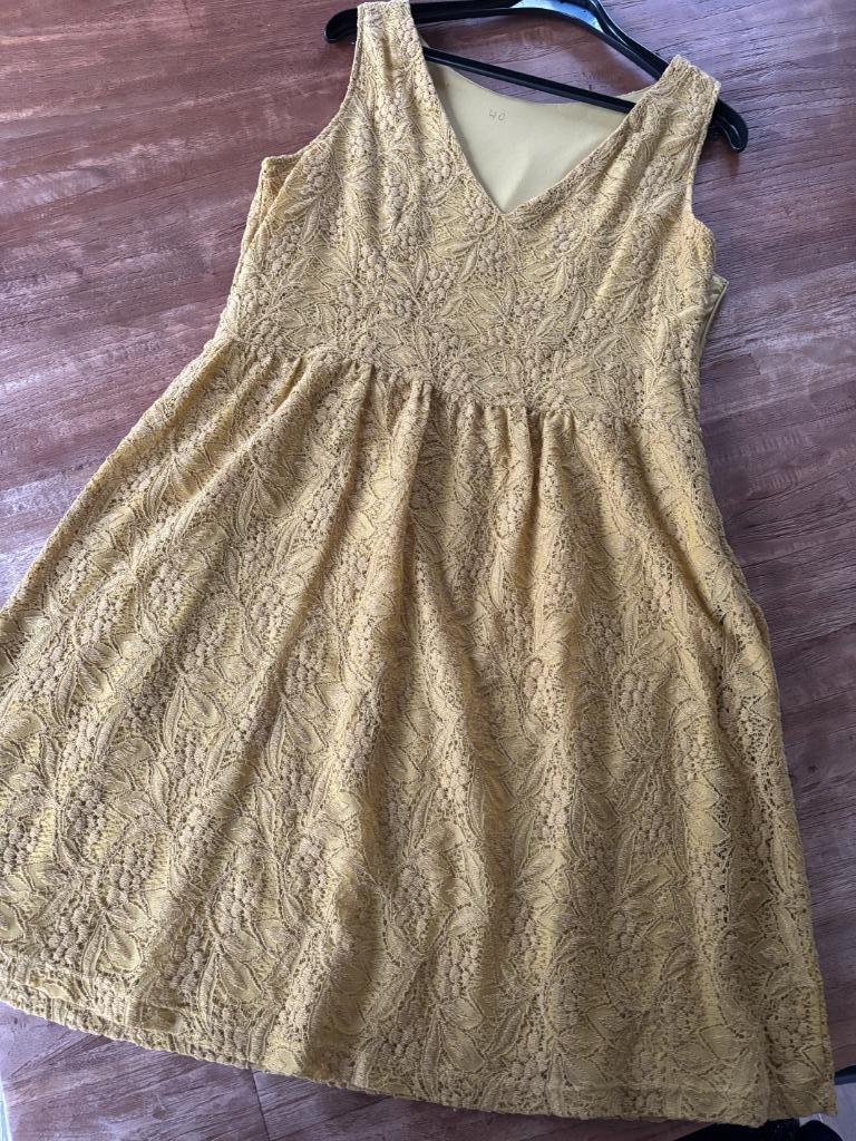 Robe vintage taille 42, Taille 42/44 (L), Comme neuf, Longueur genou, Jaune