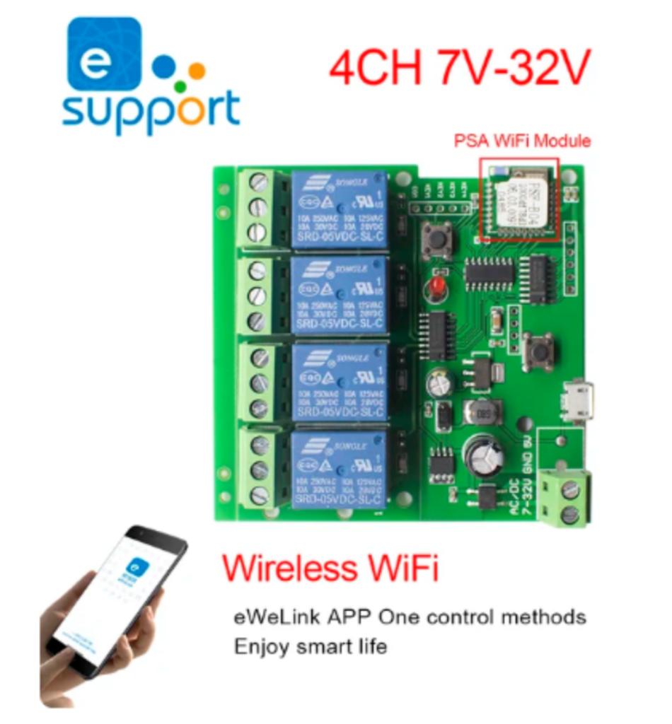 wifi 4ch relais module werkt via Ewelink software (sonoff), Elektronische apparatuur, Ophalen of Verzenden, Nieuw