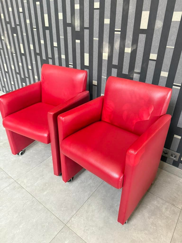 Fauteuils,  bijzetzetel op wieltjes, Huis en Inrichting, Ophalen, Gebruikt, Leer