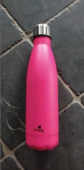 Herbruikbare drinkfles waterfles thermosfles roze sint kerst, Ophalen of Verzenden, Nieuw