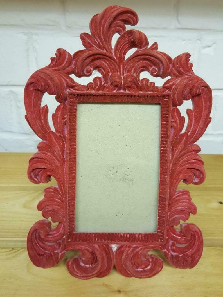 cadre rococo baroque velours rouge bordeaux hors tout 29x19, Maison & Meubles, Enlèvement ou Envoi