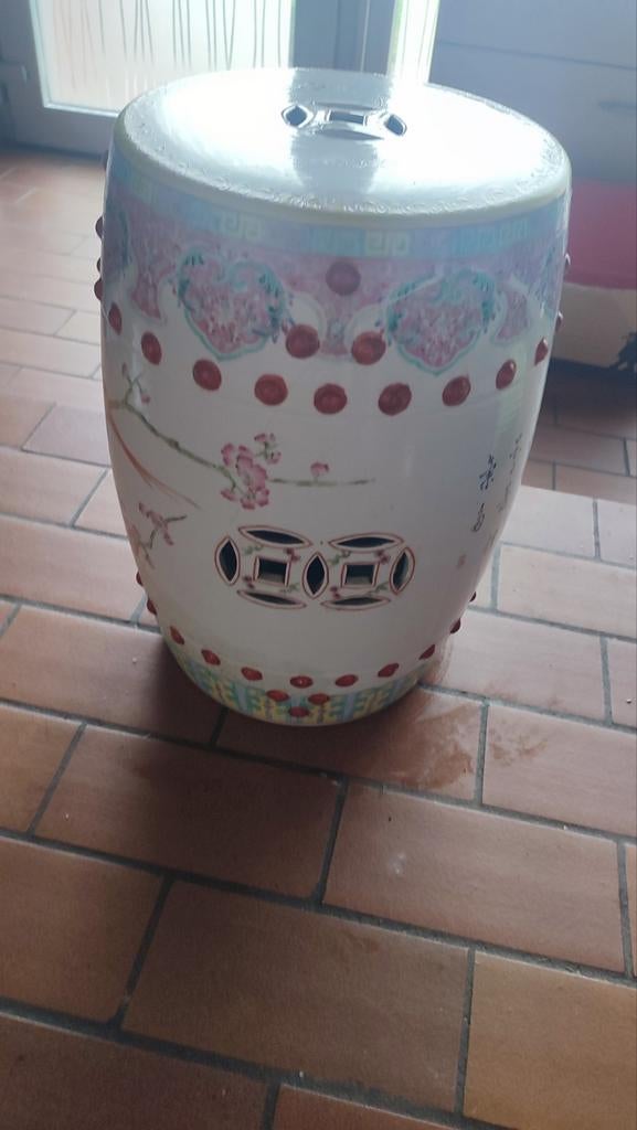 Tabouret de jardin chinois céramique lourd 48 cm