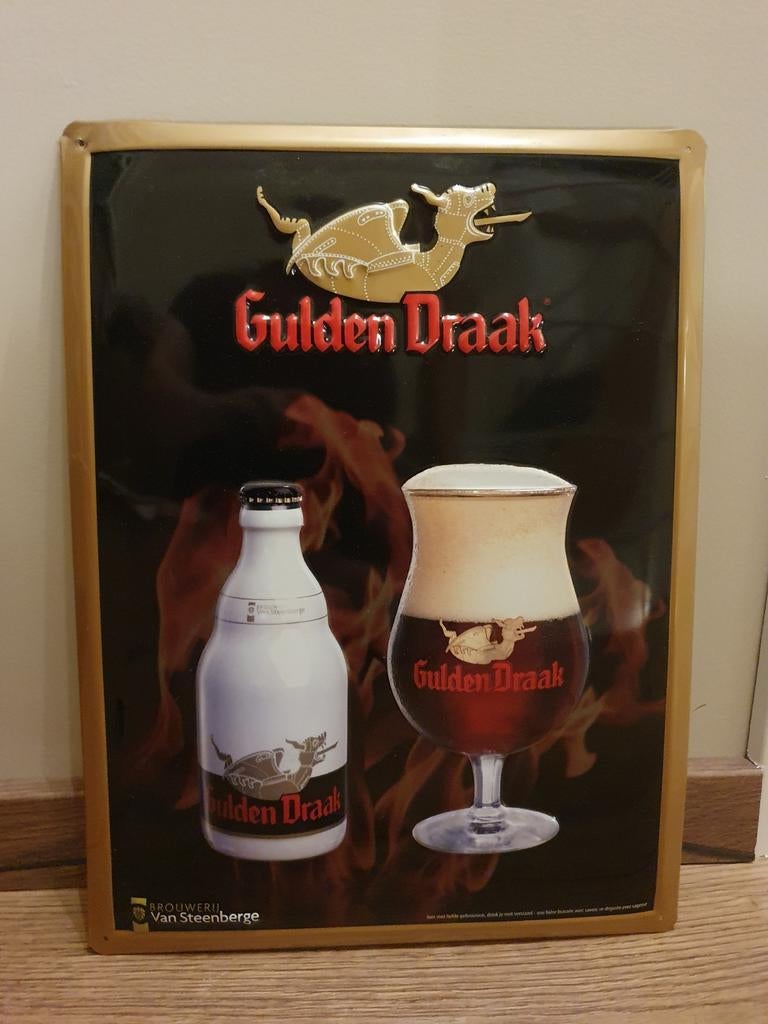 Metaal Reclamebord - Gulden draak -, Ophalen of Verzenden, Gebruikt, Reclamebord, Plaat of Schild, Overige merken