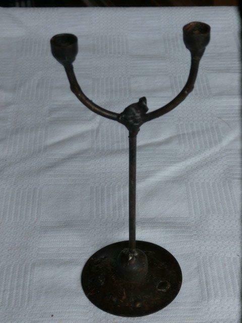 Bougeoir grec vintage à 2 bras, Enlèvement ou Envoi, Utilisé, Chandelier