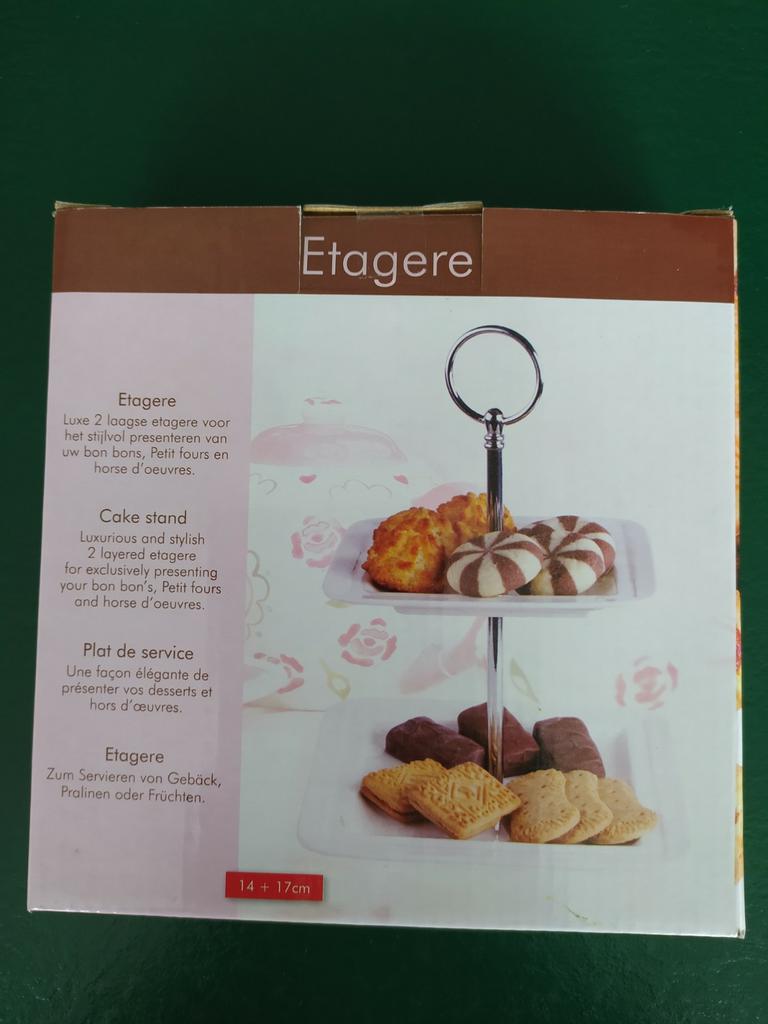 Eenvoudig maar mooi ogend etagère in porselein, 2 etages, Ophalen of Verzenden, Nieuw