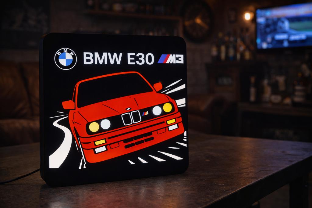 Boîte à lumière BMW E30 M3 — Décoration murale LED, Envoi, Neuf, Voitures
