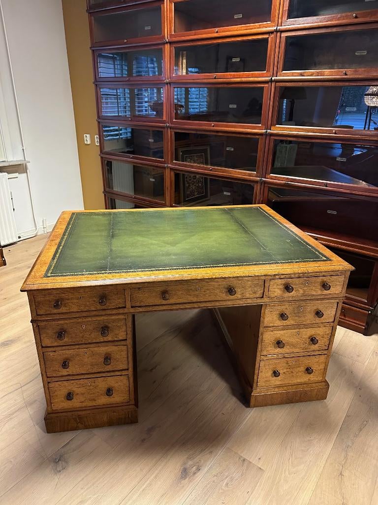 Antiek eiken partnersdesk, Antiek en Kunst, Ophalen of Verzenden
