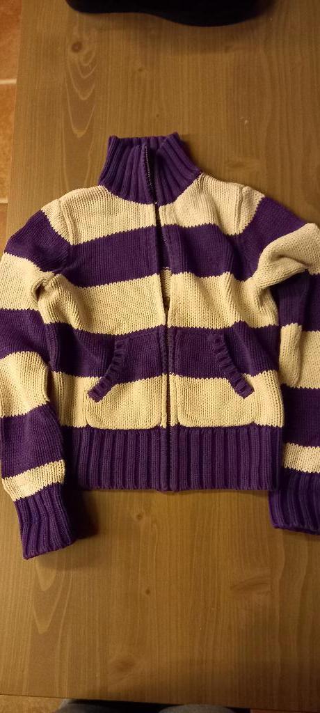 gilet rayé blanc violet Ralph Lauren taille 122, Enlèvement ou Envoi, Pull ou Veste, Comme neuf, Ralph Lauren