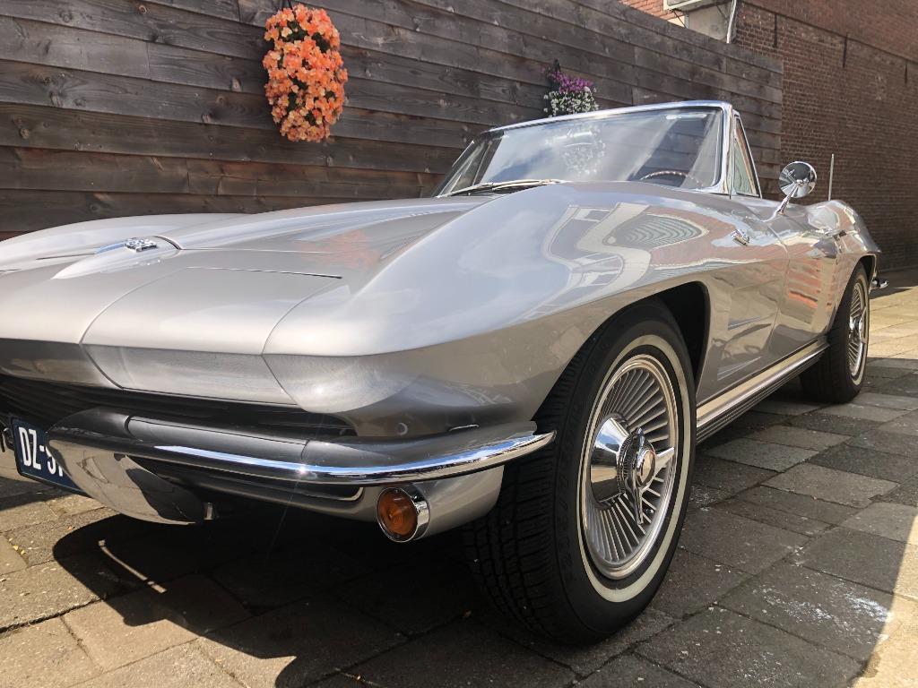 Chevrolet Corvette C2 Cabrio (1964) zilver 8-cyl 300 pk mooi, Autos, Chevrolet, Cuir, Argent ou Gris, Achat, Entreprise