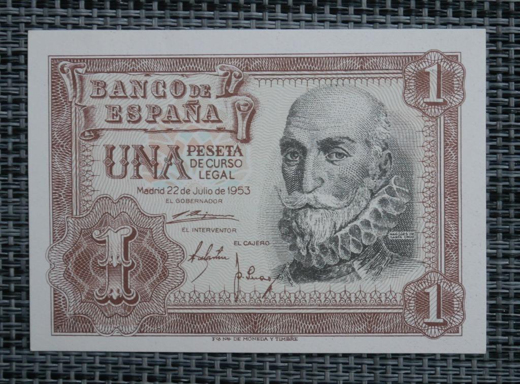 Bankbiljet 1 Peseta Spanje 1953 UNC, Postzegels en Munten, Ophalen of Verzenden, Overige landen, Setje