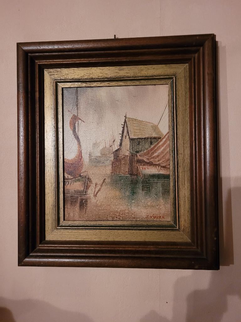 Schilderij 34/40 cm getekend J. Visser, Enlèvement