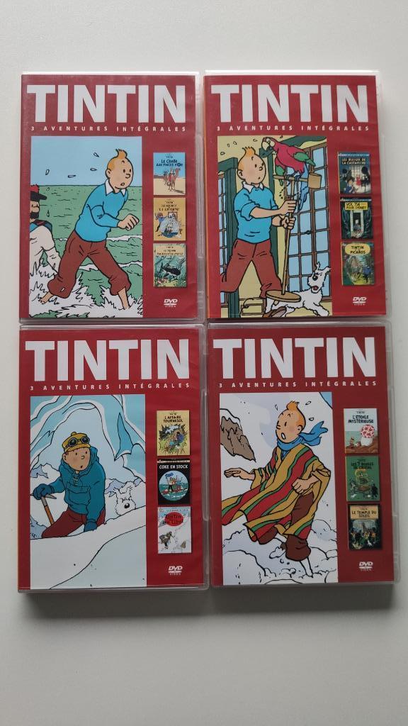 Lot de 4 DVDs Tintin, Enlèvement ou Envoi, Dessin animé, Tous les âges, Utilisé