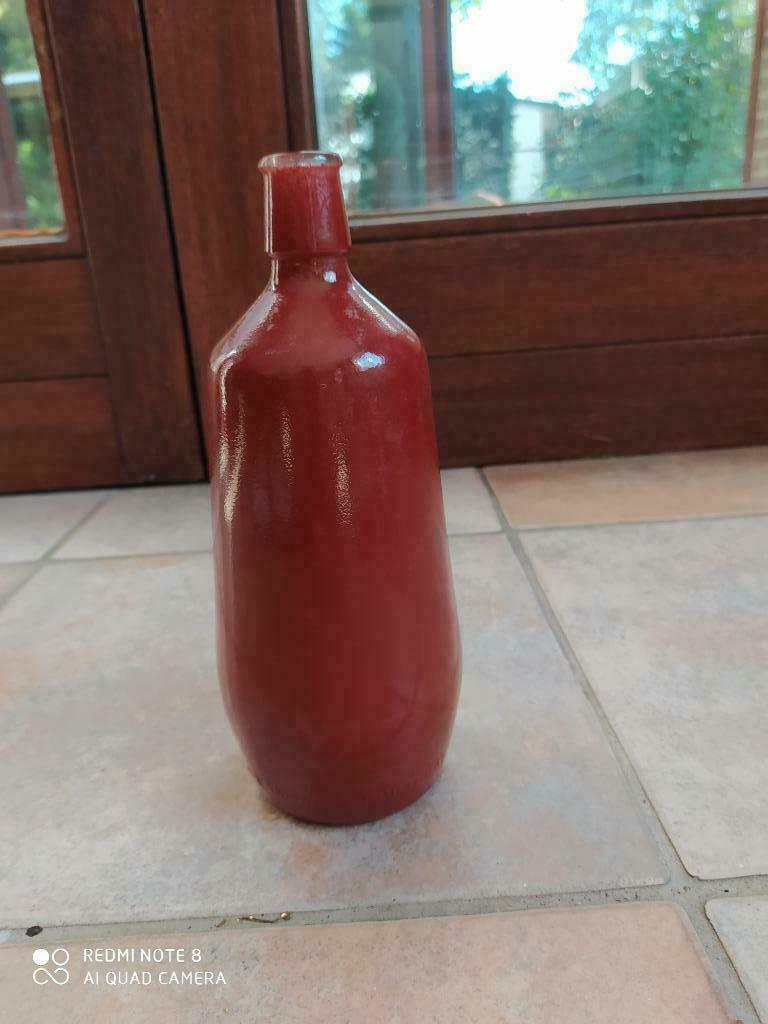 Portugese glazen vaas, Huis en Inrichting, Ophalen of Verzenden, Minder dan 50 cm, Rood, Glas