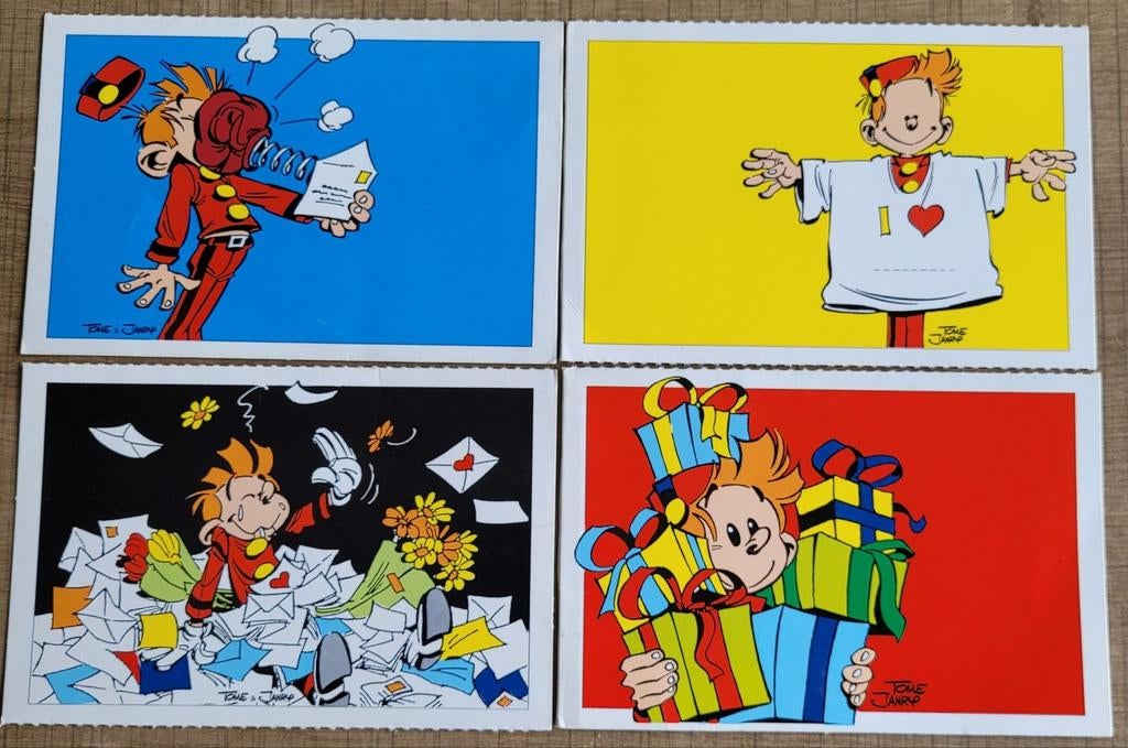 Robbedoes: 4 oude postkaarten (1994), Verzamelen, Ophalen of Verzenden, Guust of Robbedoes, Gebruikt, Plaatje, Poster of Sticker