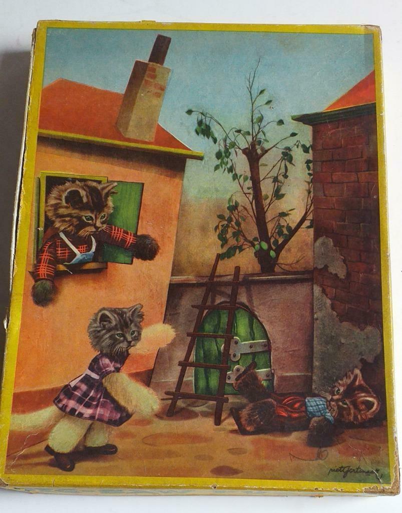 Vintage houten puzzel, 4 à 6 ans, Enlèvement ou Envoi, Utilisé, 10 à 50 pièces