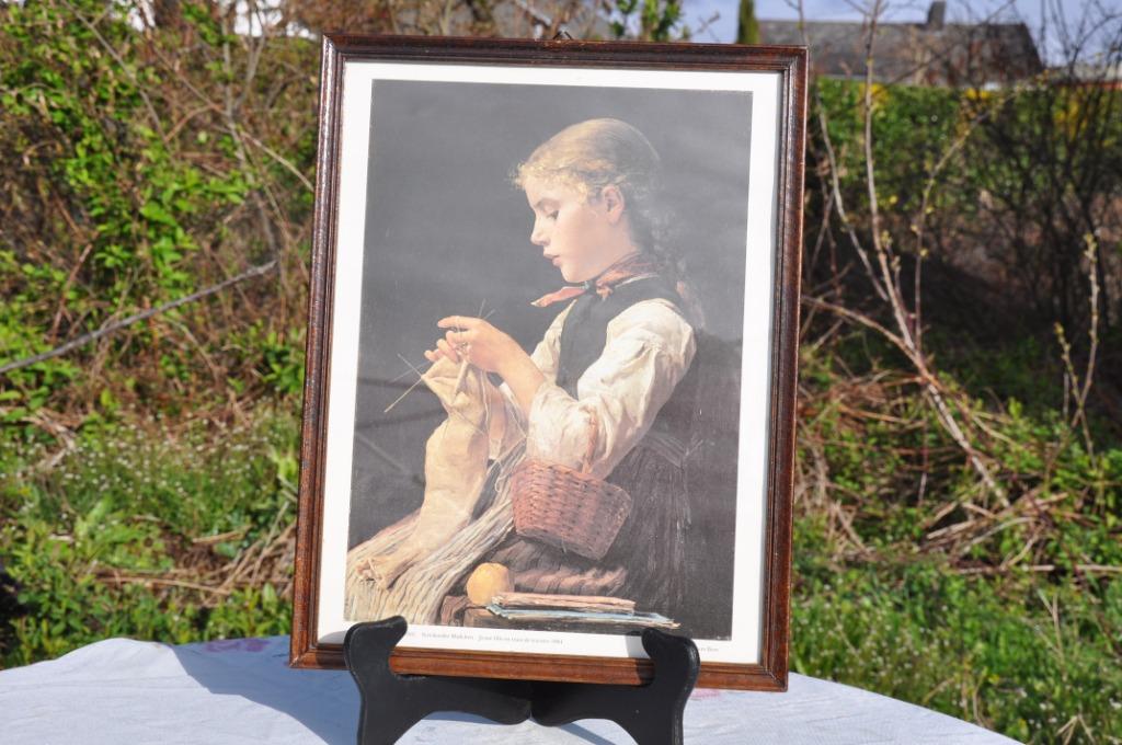 cadre avec reproduction d'albert anker, Antiek en Kunst, Kunst | Tekeningen en Fotografie, Ophalen of Verzenden