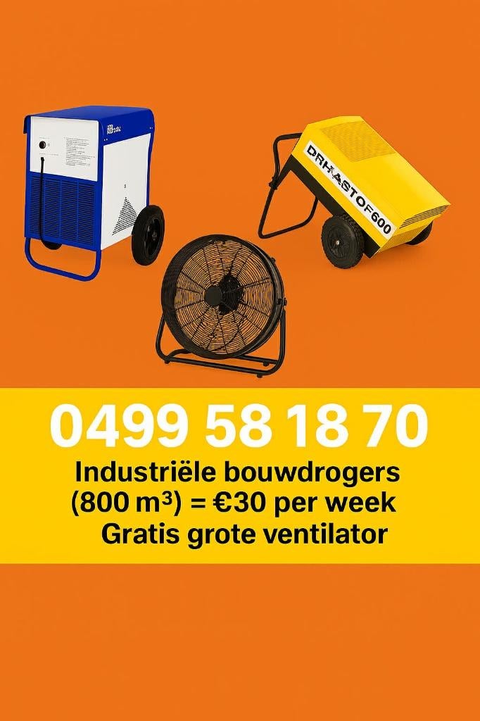 bouwdroger + gratis ventilator (te huur), Ophalen, Nieuw, Overige