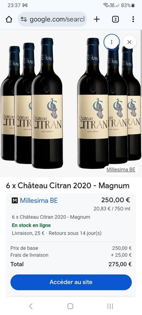 Château CITRAN magnum 2020 6x1.5l, Verzamelen, Wijnen, Ophalen