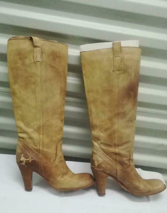 562A* VAN DALEN - belles bottes beiges cuir (40), Kleding | Dames, Schoenen, Gedragen, Hoge laarzen