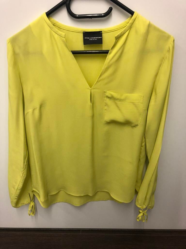 Citroengele zijden blouse van Atos Lombardini, Taille 38/40 (M), Atos Lombardini, Comme neuf, Jaune