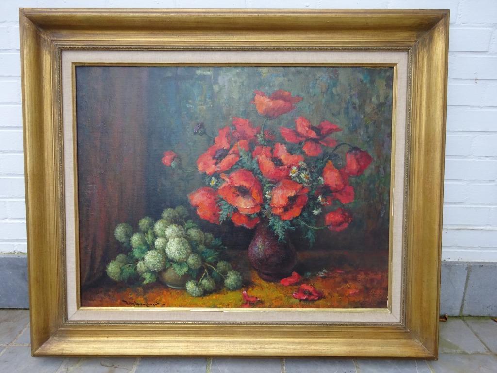 Achiel Lombaert, doek, 70 x 90, Stilleven met bloemen, Ophalen