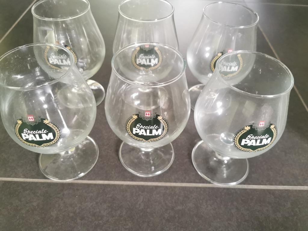6 oude palmglazen 33CL, Ophalen of Verzenden, Zo goed als nieuw, Bierglas