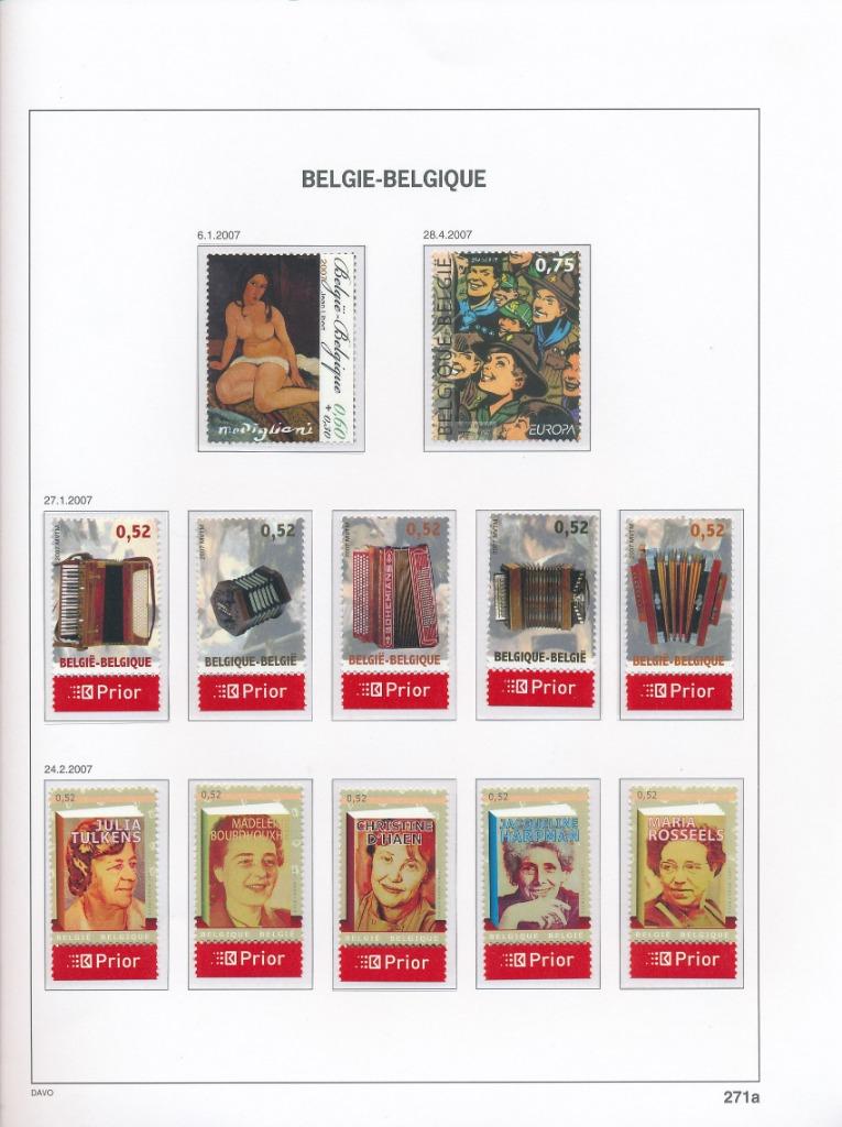 L'année 2007 Belgique supplément 1b, sur DAVO Luxe gratuit, Enlèvement ou Envoi, Non oblitéré, Neuf