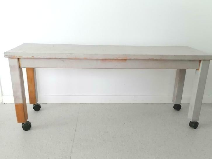 Bijpassende massief eiken bank en tafel, Huis en Inrichting, Tafelonderdelen, Gebruikt, Tafelblad, 100 tot 150 cm, 50 tot 100 cm